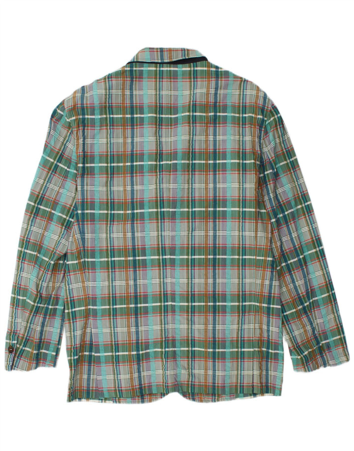 Vintage hombres 3 botones Blazer chaqueta IT 48 algodón a cuadros verde medio