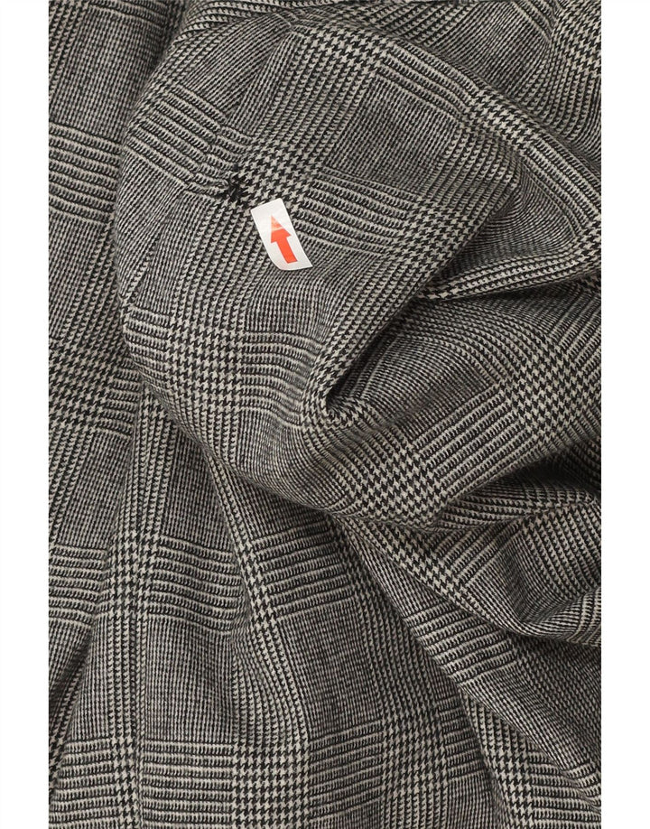 Vintage mujer manga larga Blazer chaqueta Reino Unido 18 XL gris Houndstooth