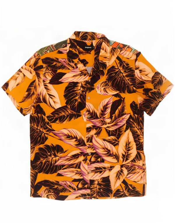 Desigual Camisa Manga Corta Hawaiana De Viscosa Floral Amarilla Grande Hombre