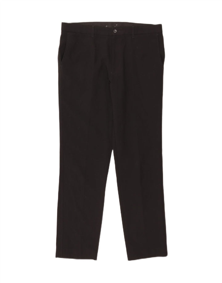 Marks & Spencer Pantalón chino de corte entallado para hombre W34 L31 Poliéster negro