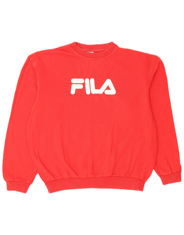 FILA Hombre Sudadera Gráfica Jersey Medio Algodón Rojo