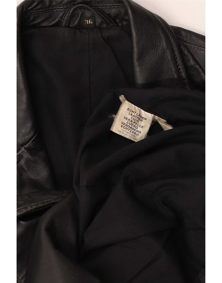 Vintage mujer abrigo de cuero de gran tamaño EU 36 cuero negro pequeño