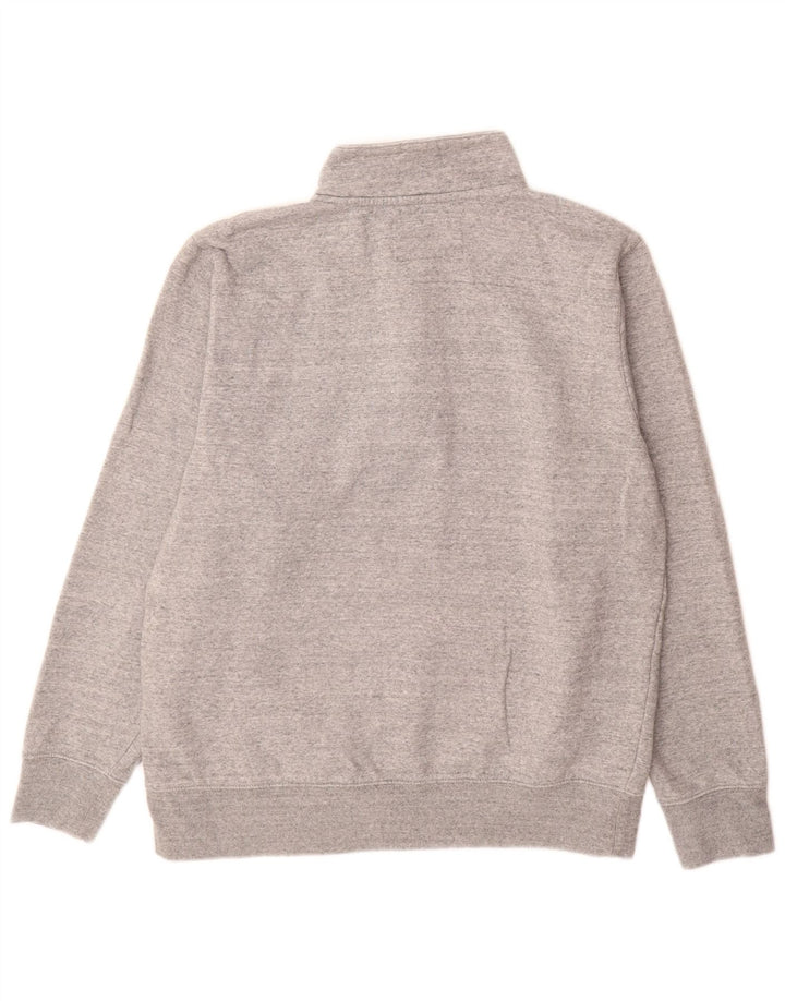 JACK WILLS Sudadera con cuello y cremallera para hombre Jersey de algodón moteado gris grande