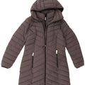 Dkny Abrigo acolchado con capucha para mujer UK 44 Poliéster gris medio