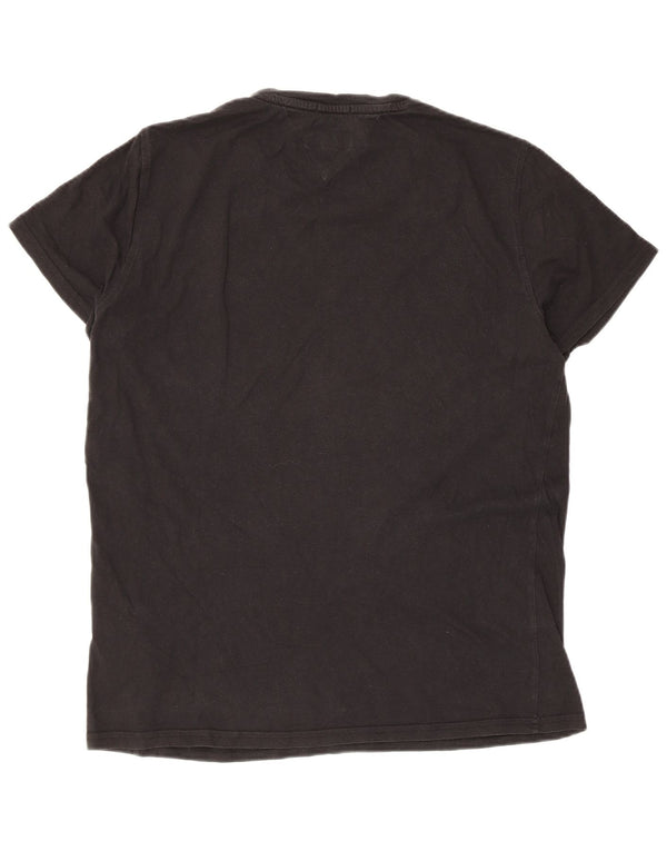Tommy Hilfiger Camiseta de corte regular para hombre Top grande de algodón negro