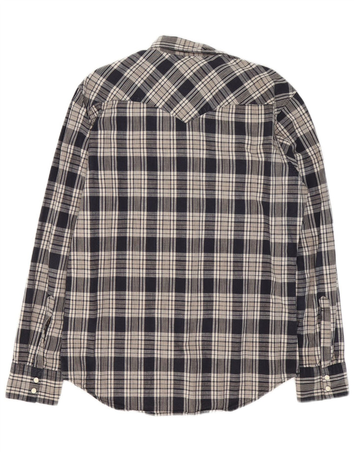 LEVI'S Mens Flannel Shirt Large Navy Blue Check Cotton