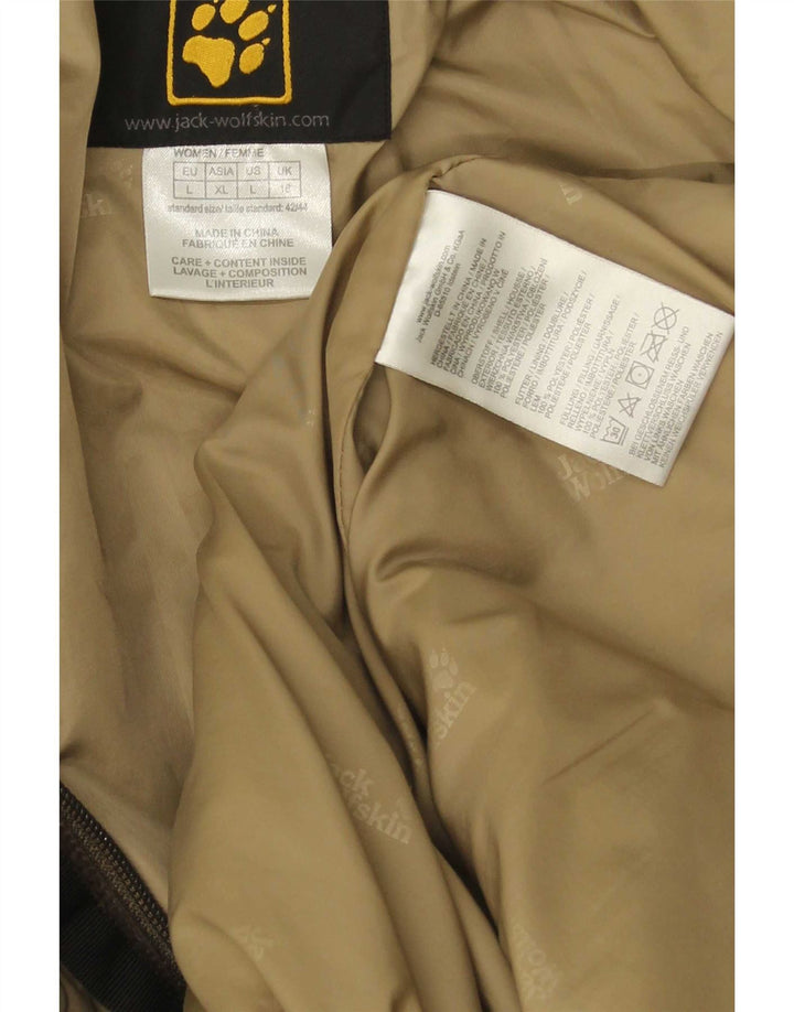 Jack Wolfskin Abrigo acolchado con capucha para mujer UK 46 Grande Poliéster marrón