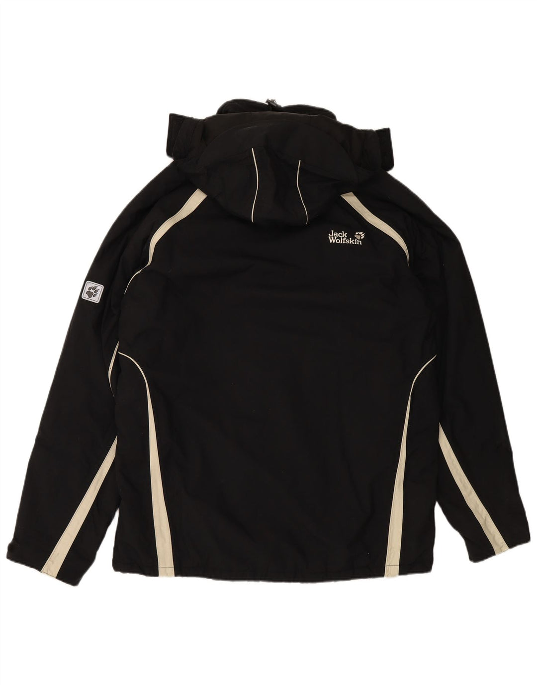 JACK WOLFSKIN Chaqueta cortavientos con capucha para hombre UK 44 XL Bloque de color negro