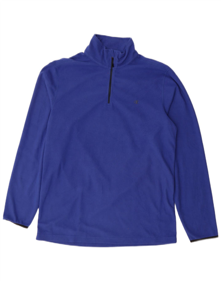 Champion Jersey de forro polar con cuello y cremallera para hombre 2XL Poliéster azul