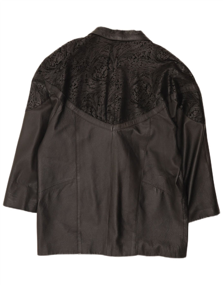 Vintage mujer chaqueta de cuero de gran tamaño IT 48 2XL cuero negro