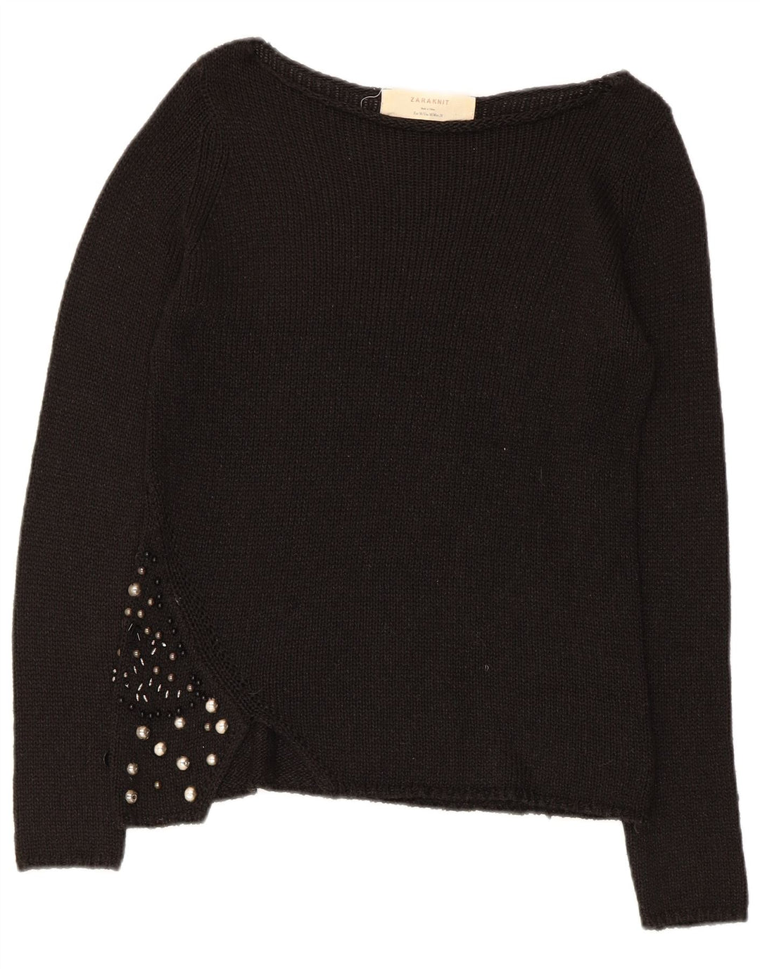 Zara - Jersey con cuello barco para mujer, talla 40, talla M, color negro