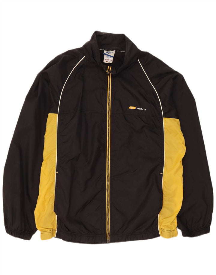Reebok Chaqueta de chándal holgada para hombre con bloques de color negro mediano