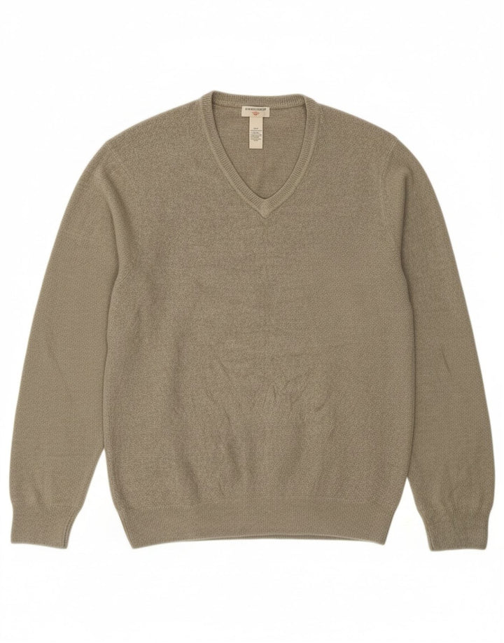 DOCKERS Mens V-Neck Jumper Sweater Large Grey Acrylic Vintage Dockers and Second-Hand Dockers from Messina Hembry 