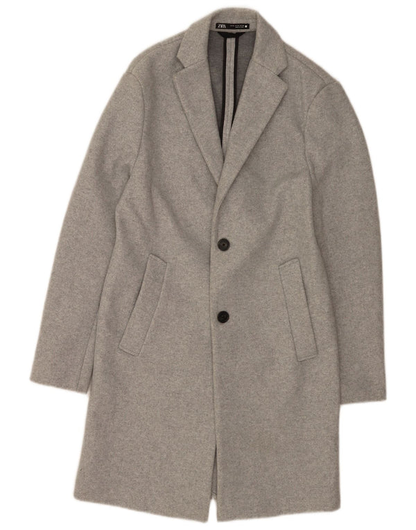 Zara Hombre Abrigo UK 34 XS Poliéster moteado gris
