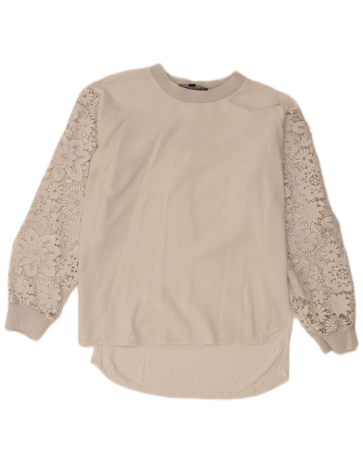 French Connection Top extragrande para mujer de manga larga UK 8 Small White Floral