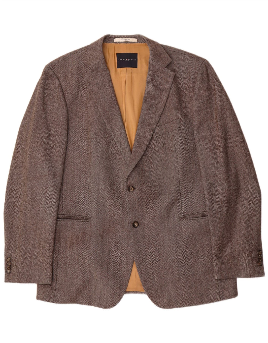 Tommy Hilfiger Chaqueta tipo blazer con 2 botones para hombre IT 56 3XL Lana en espiga gris