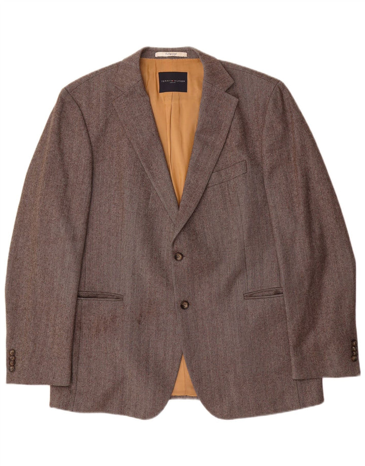 Tommy Hilfiger Chaqueta tipo blazer con 2 botones para hombre IT 56 3XL Lana en espiga gris