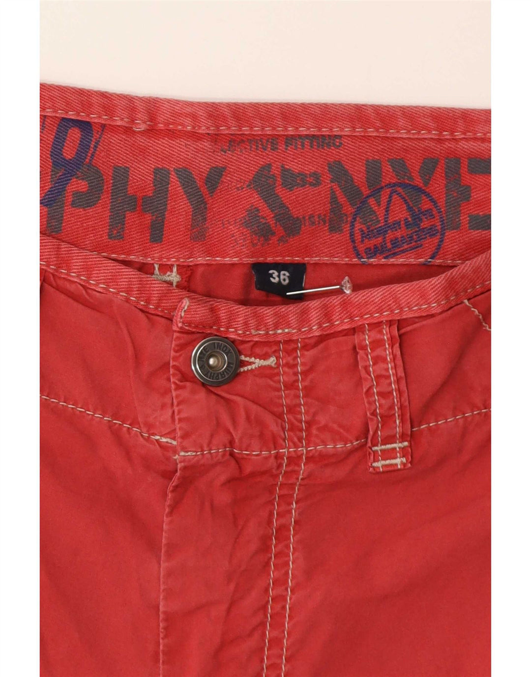 Murphy & Nye Pantalones cortos chinos para hombre W36 Algodón rojo grande