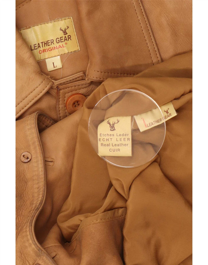 Vintage hombres chaqueta de cuero Reino Unido 40 grande beige