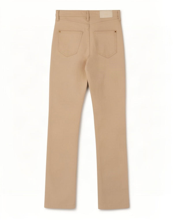 Zara Jeans Rectos De Tiro Alto Para Mujer EU 34 2XS W24 L31 Algodón Beige