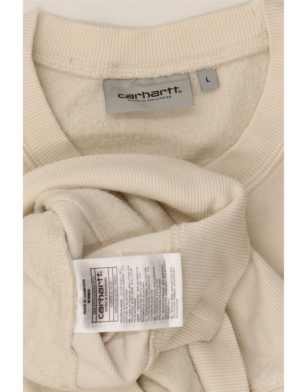 Carhartt Hombre Sudadera Jumper Large Beige Algodón