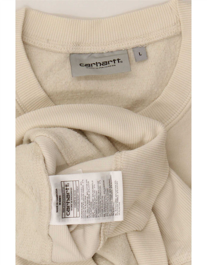 Carhartt Hombre Sudadera Jumper Large Beige Algodón
