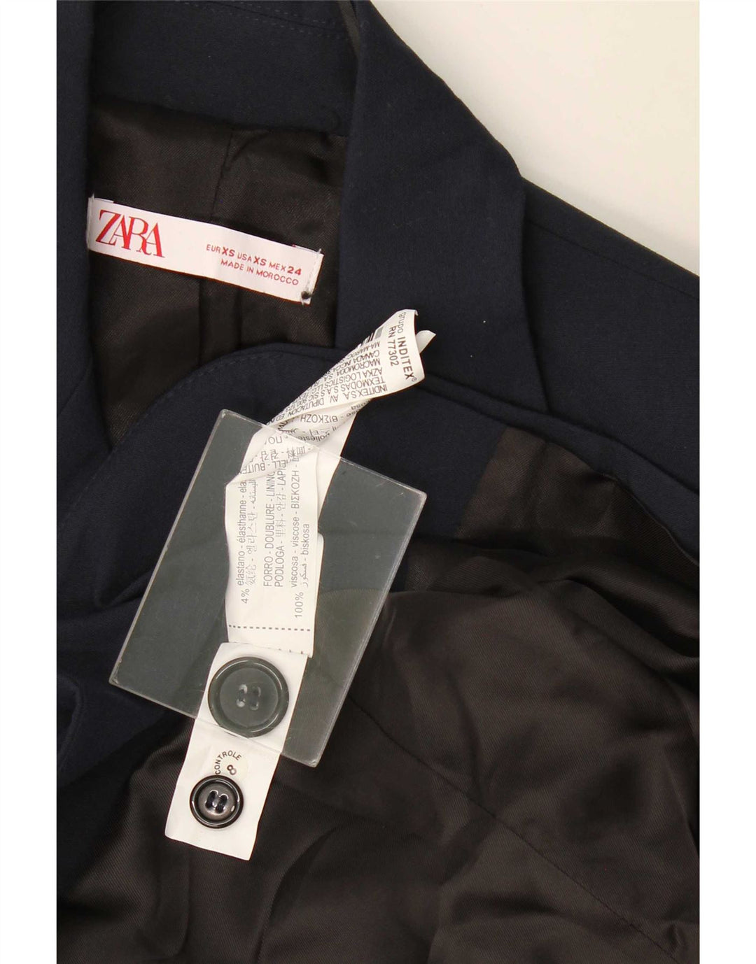 Zara Chaqueta Blazer Extragrande con 2 Botones para Mujer UK 6 XS Viscosa Azul Marino