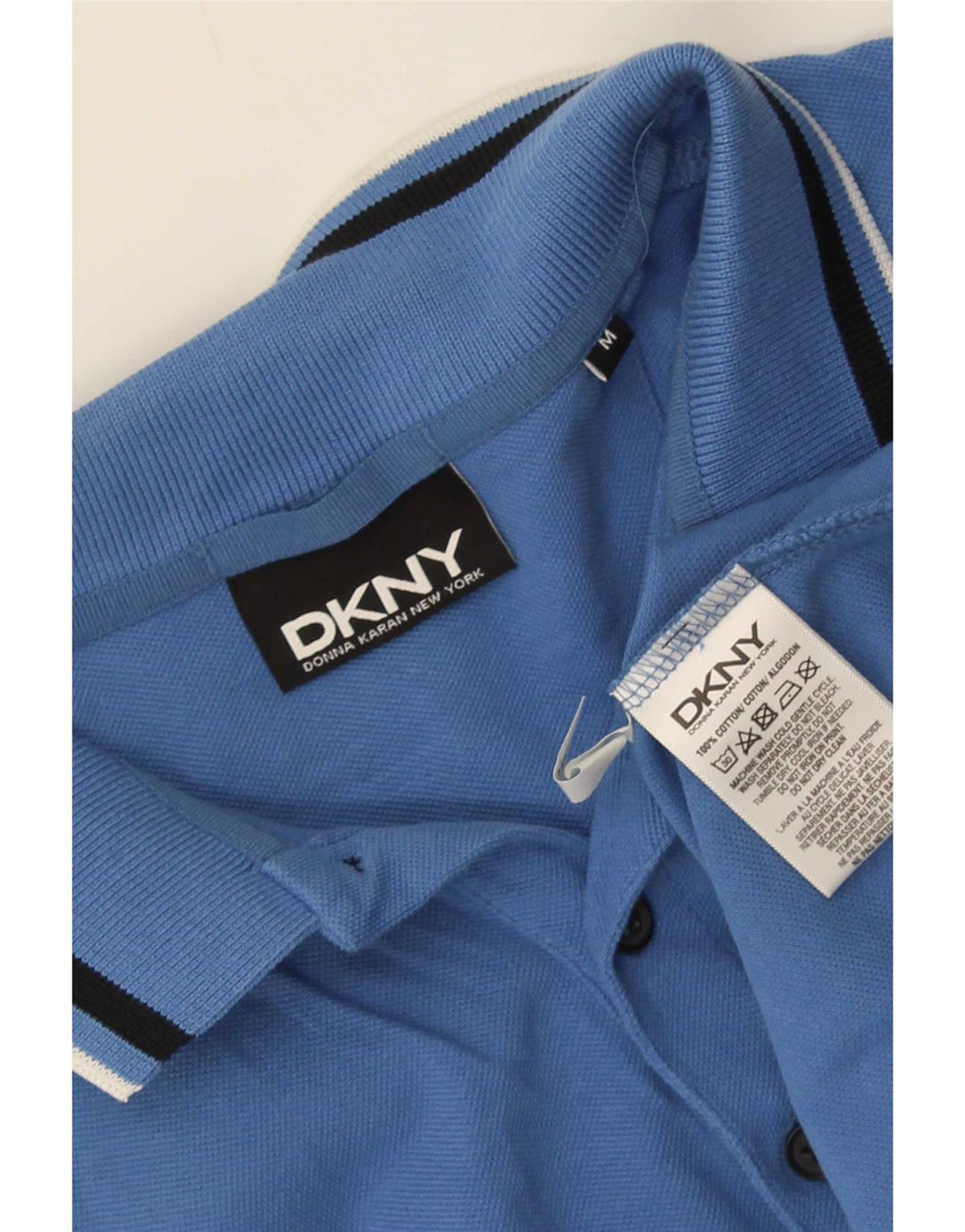 Polo Dkny Hombre Algodón Rayas Azul Medio