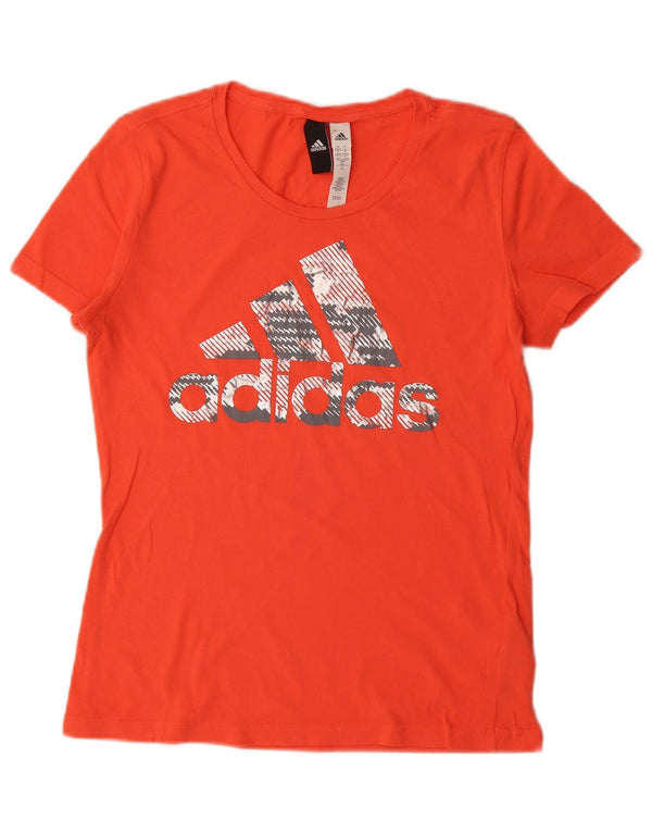 Adidas Camiseta gráfica para mujer Top UK 8/10 Small Orange Cotton