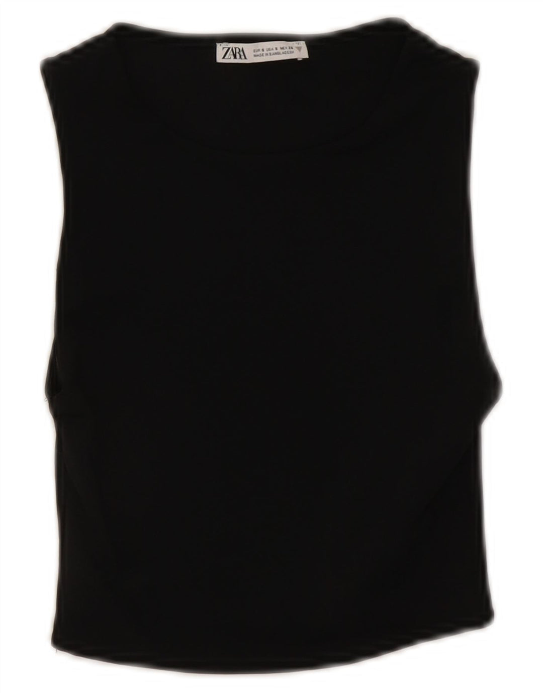 Zara Mujer Crop Top Sin Mangas UK 8 Small Poliamida Negro