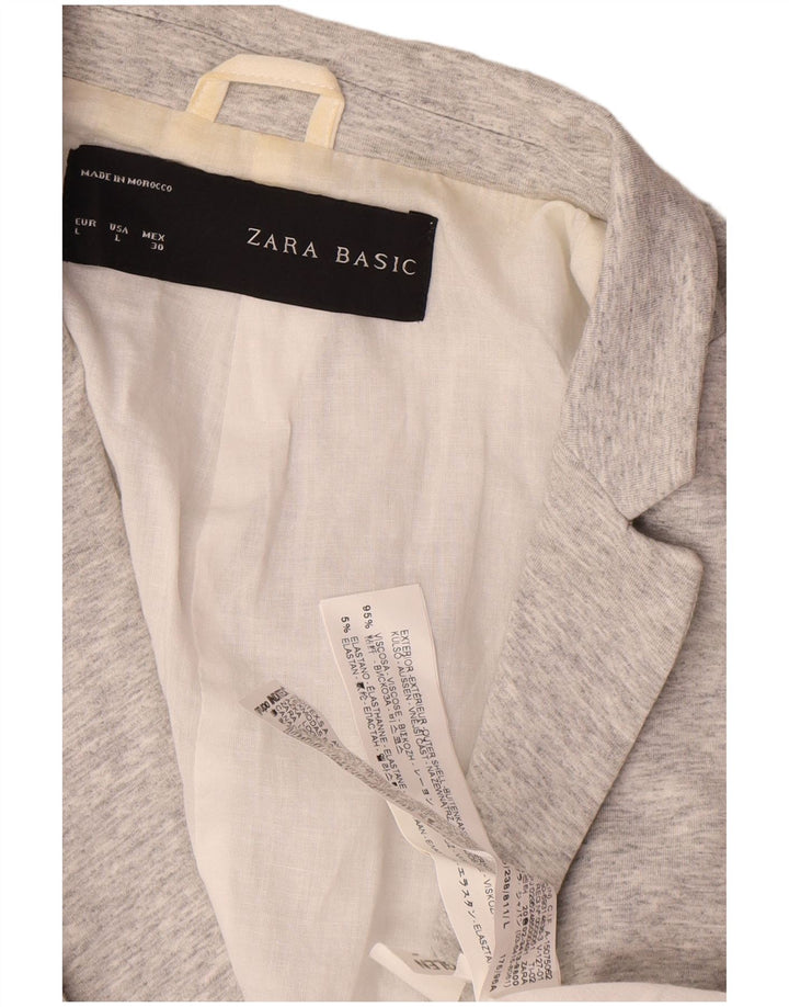 Zara Chaqueta Blazer De 1 Botón Para Mujer UK 44 Grande Viscosa Gris