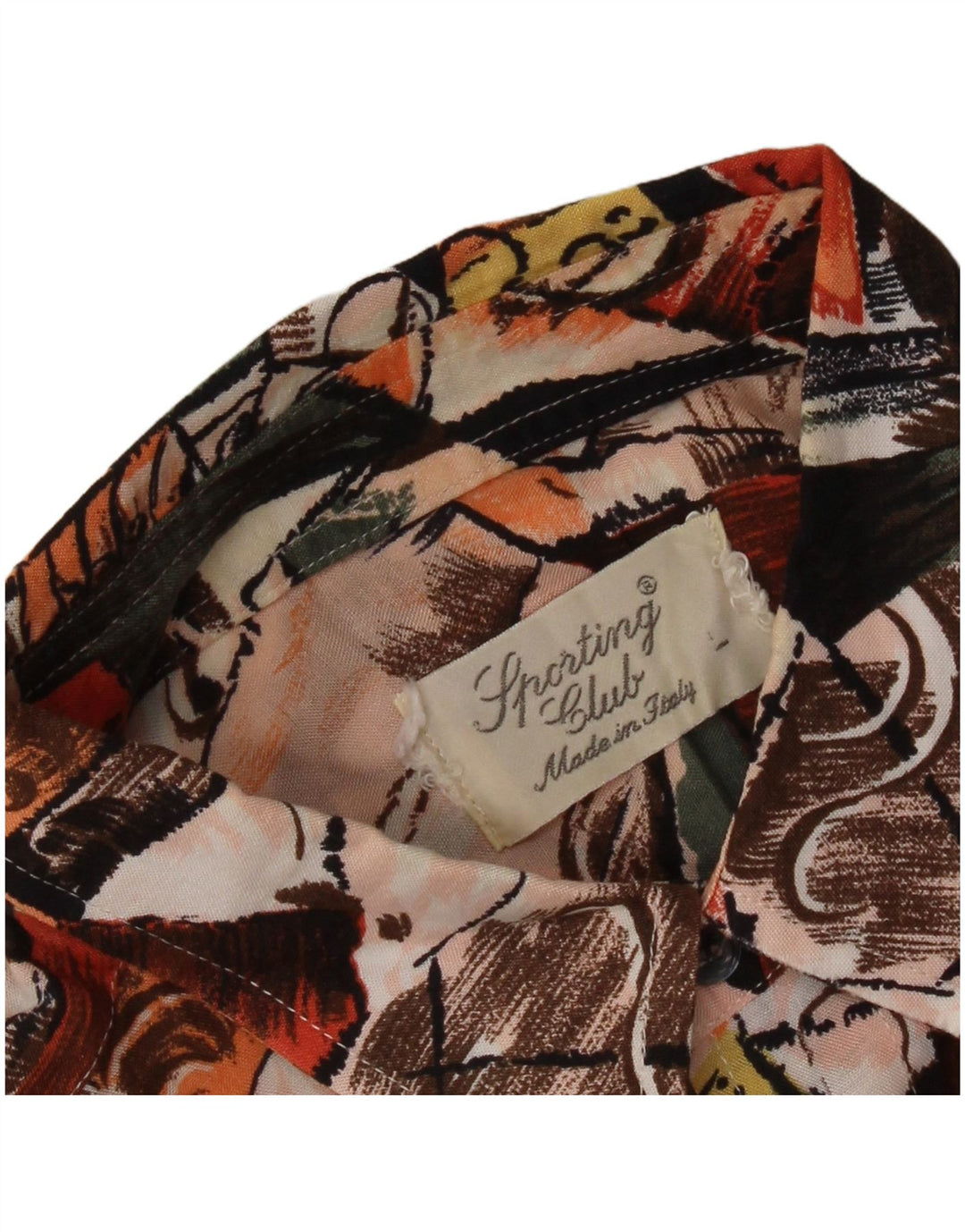 Vintage hombres patrón abstracto camisa de manga corta grande multicolor