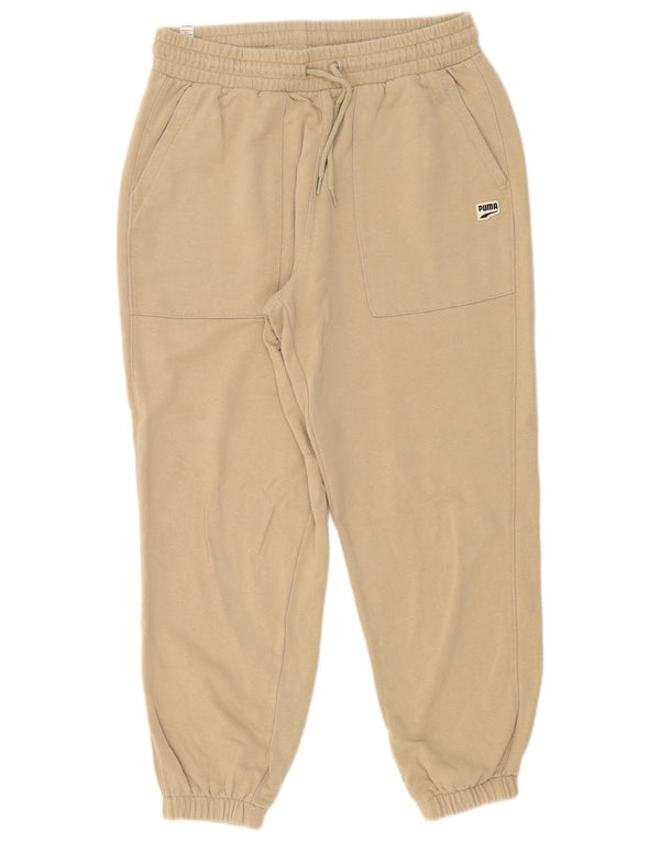 Puma Mujer Crop Chándal Pantalones Joggers UK 14 Medio Beige Algodón