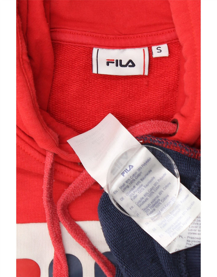 FILA Sudadera con capucha gráfica para mujer, talla pequeña, bloque de color multicolor