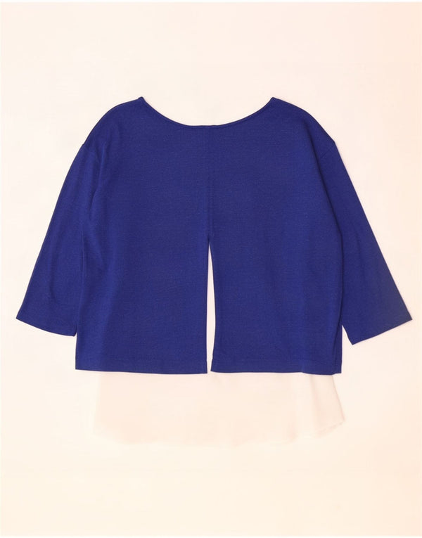 Marks & Spencer Top para mujer manga 3/4 UK 44 Viscosa con bloques de color azul grande