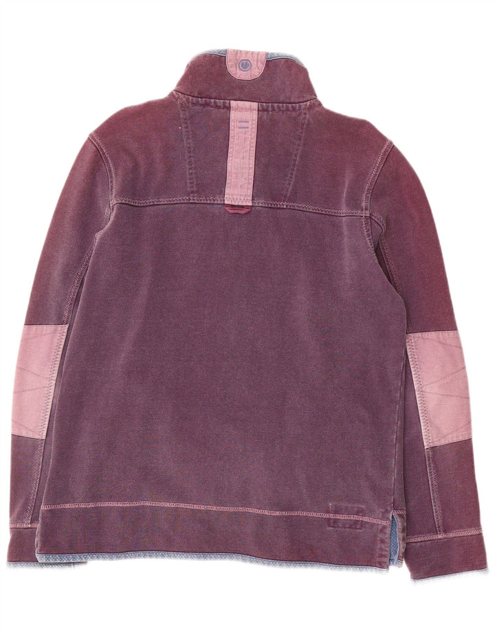 Sudadera con capucha y cuello con cremallera para hombre Fat Face Jersey de algodón morado medio