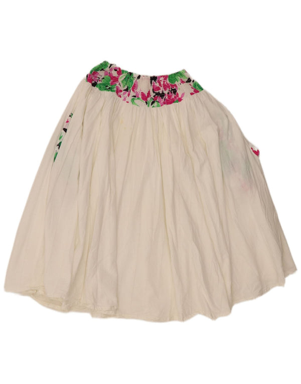 Vintage mujer plisada falda acampanada W34 grande blanco floral