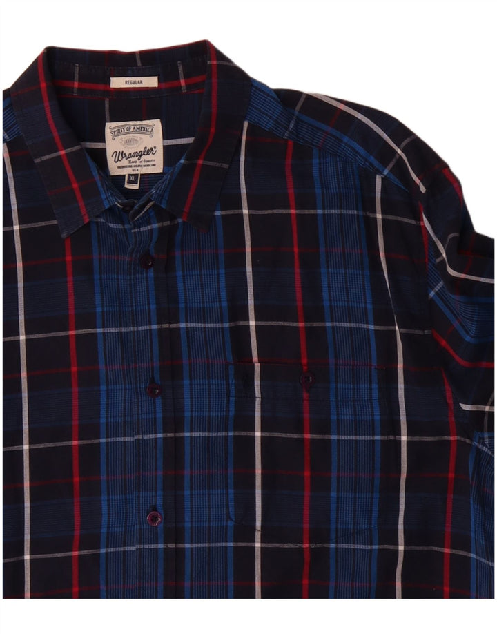 Wrangler Camisa Regular Fit Hombre XL Algodón A Cuadros Azul Marino