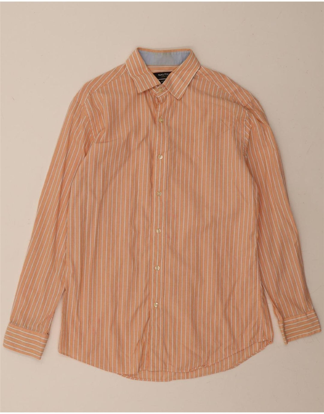 NAUTICA Mens Active Shirt Size 15 1/2 Medium Orange Striped Cotton Vintage Nautica and Second-Hand Nautica from Messina Hembry 