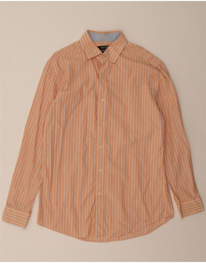 NAUTICA Mens Active Shirt Size 15 1/2 Medium Orange Striped Cotton Vintage Nautica and Second-Hand Nautica from Messina Hembry 