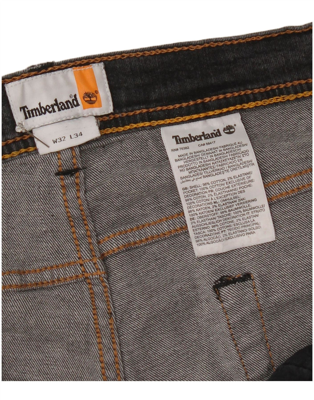 Timberland Jeans ajustados para hombre W32 L34 Algodón gris