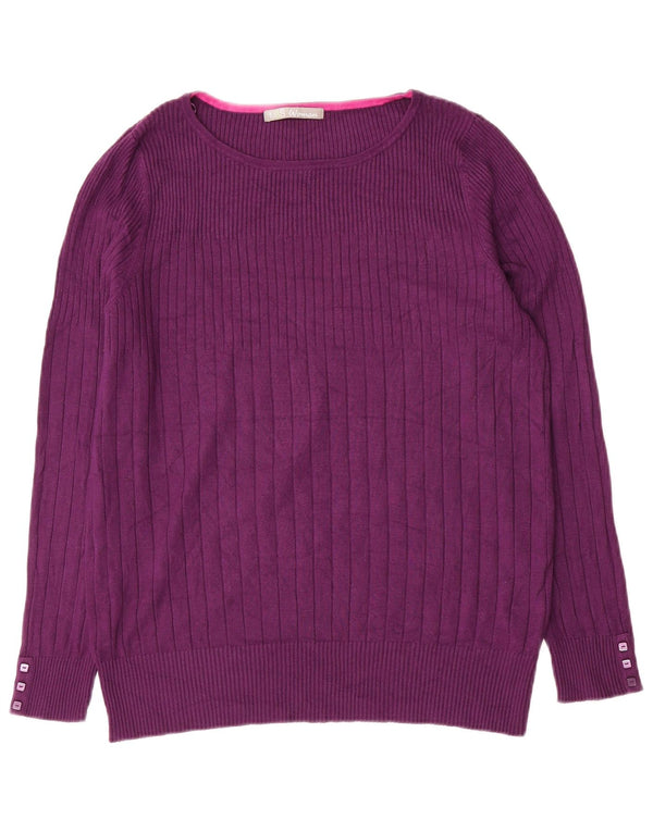 Marks & Spencer Jersey con Cuello Barco para Mujer UK 20 2XL Viscosa Púrpura