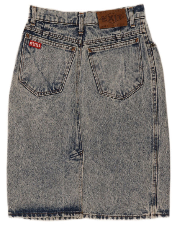 Falda vaquera vintage para mujer W27 algodón azul pequeño