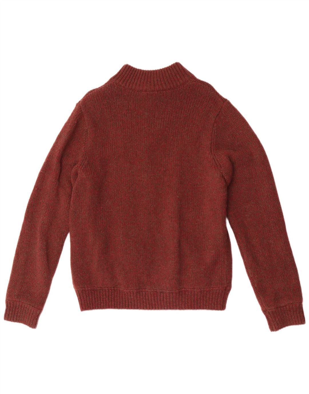 L.L.Bean Suéter tipo cárdigan con cremallera completa para hombre pequeño de lana moteada granate