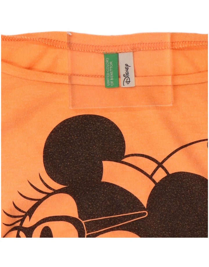 BENETTON Camiseta corta con gráfico de Mickey Mouse para mujer UK 44 Naranja mediano