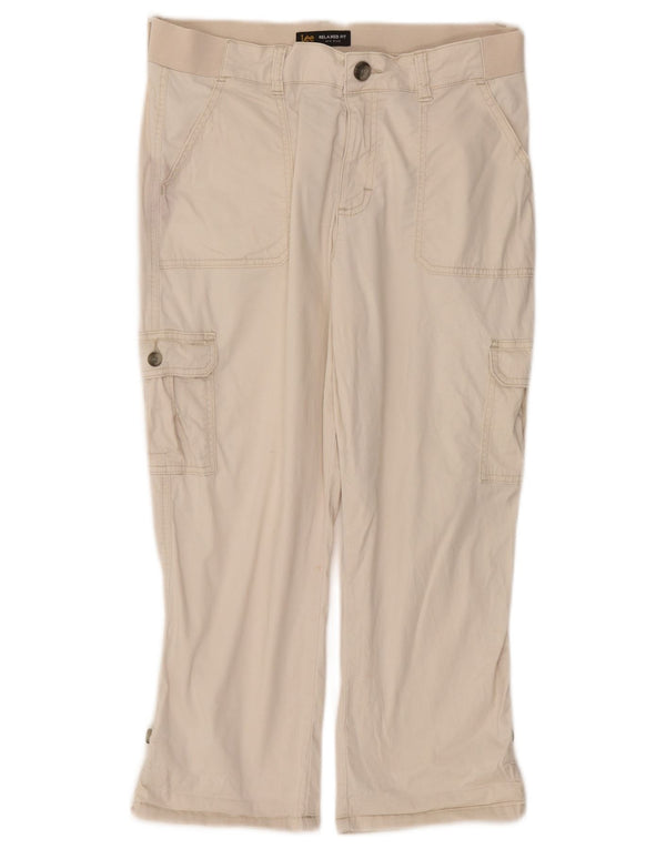 Lee Pantalones Capri de Ajuste Relajado para Mujer US 10 Medium W32 L22 Off White