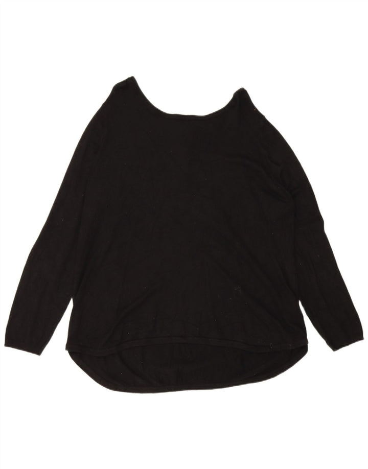 Marks & Spencer Suéter tipo jersey con cremallera y cuello para mujer UK 46 Large Viscosa negra