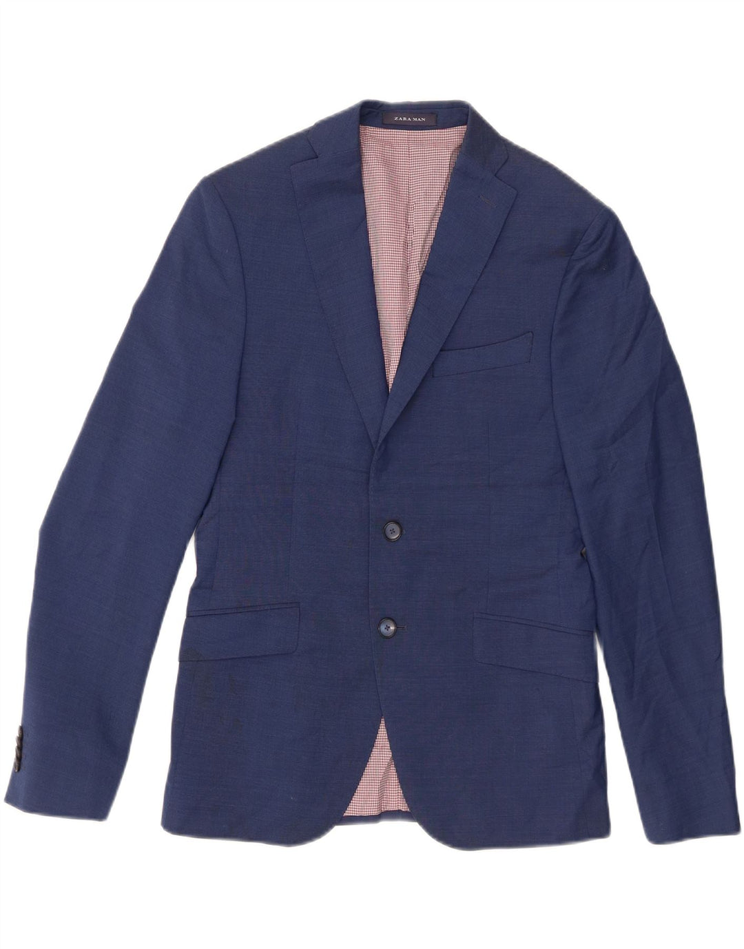 Zara Chaqueta tipo blazer de 2 botones para hombre EU 46 Small Blue Wool