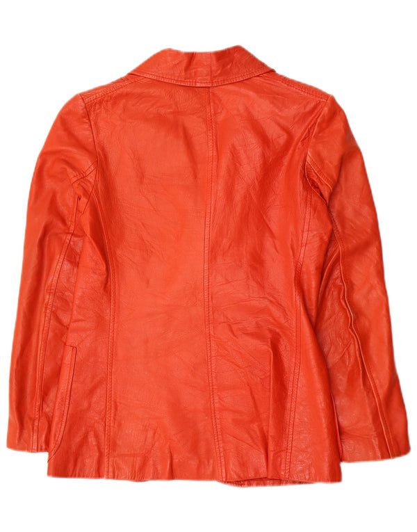 VINTAGE Chaqueta Blazer de Cuero de 2 Botones para Mujer IT 42 Naranja Mediana