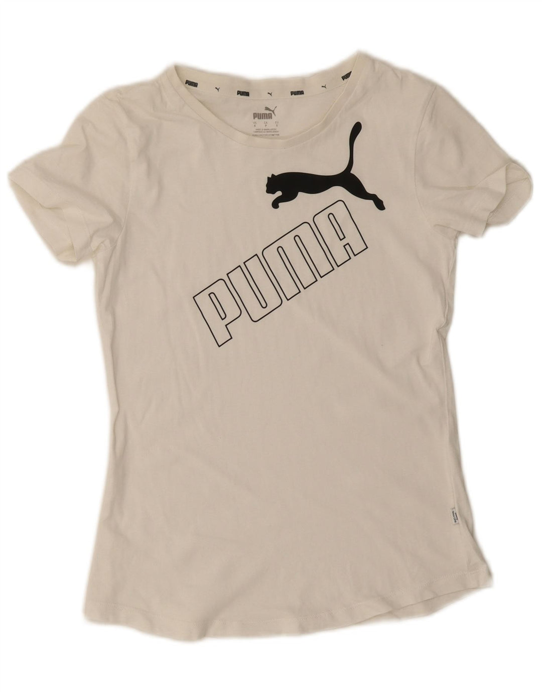 Puma Camiseta gráfica para mujer Top UK 10 Small White